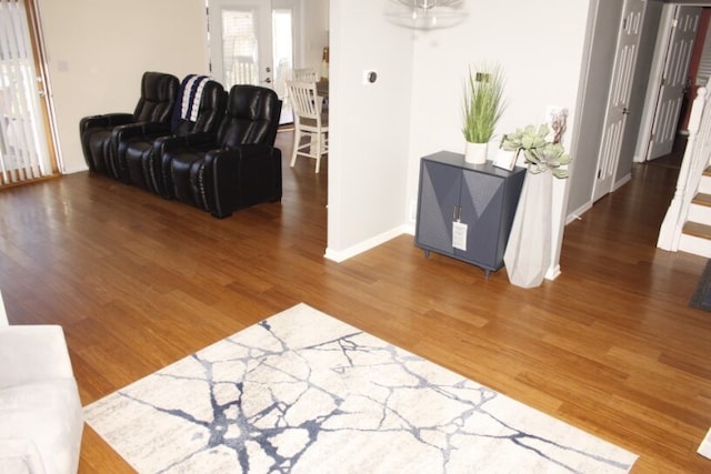 living room featuring dark hardwood / wood-style floors