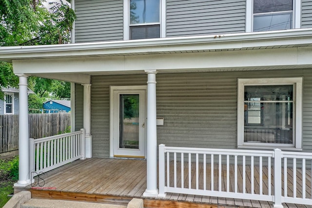 entrance to property with a porch