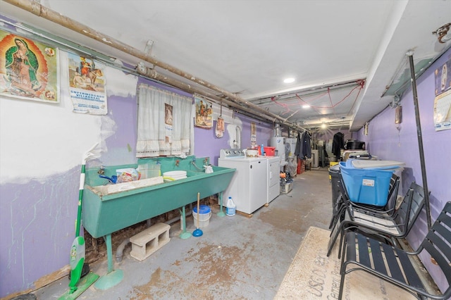 basement with independent washer and dryer