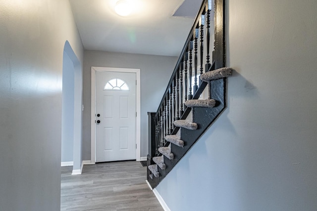 entrance foyer featuring wood-type flooring