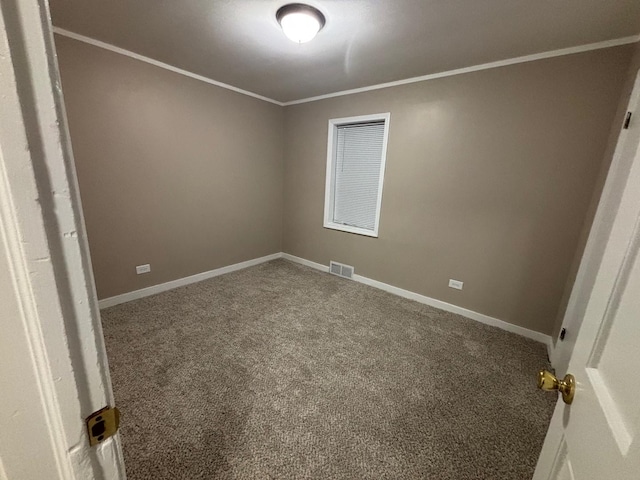 unfurnished bedroom with carpet and ornamental molding