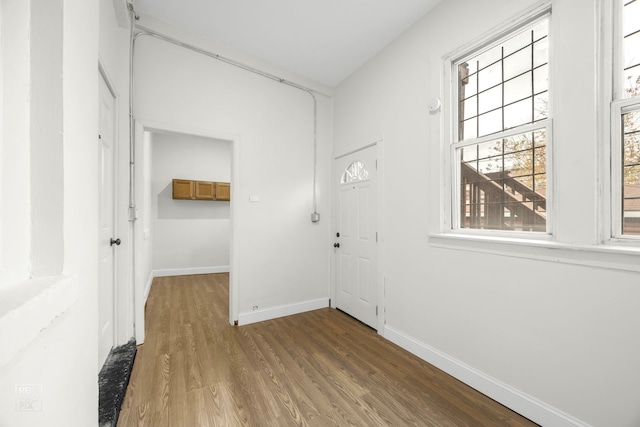 foyer entrance with hardwood / wood-style floors