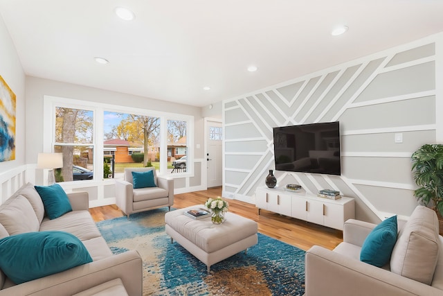 living room with hardwood / wood-style flooring