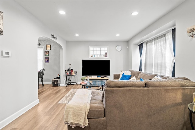 living room featuring light hardwood / wood-style flooring