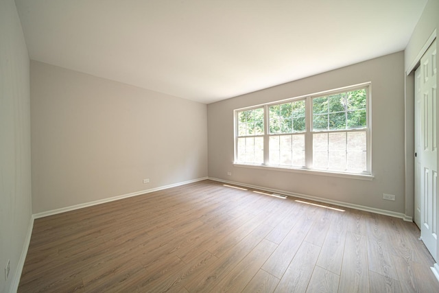 spare room with light hardwood / wood-style flooring