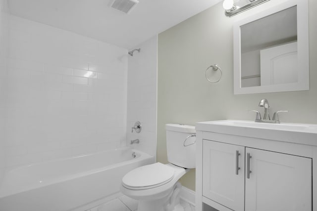 full bathroom with vanity, toilet, and tiled shower / bath