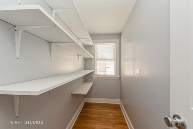 walk in closet featuring hardwood / wood-style floors