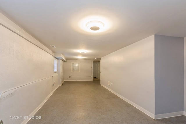 basement with carpet