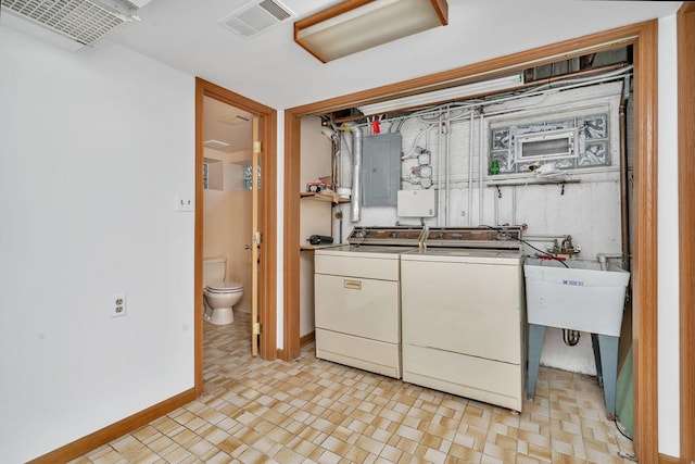 10016 Minnick Ave, Oak Lawn, IL 60453 - laundry area with electric panel and washer and clothes dryer