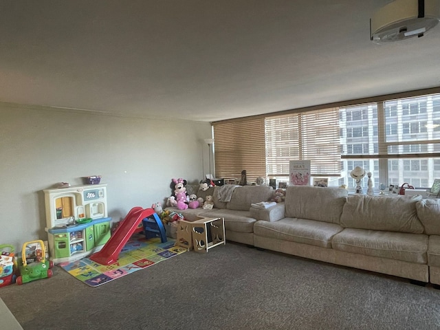 recreation room with carpet flooring and plenty of natural light