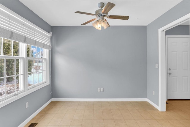 unfurnished room featuring ceiling fan