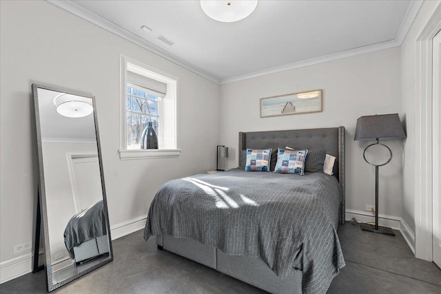 bedroom featuring ornamental molding