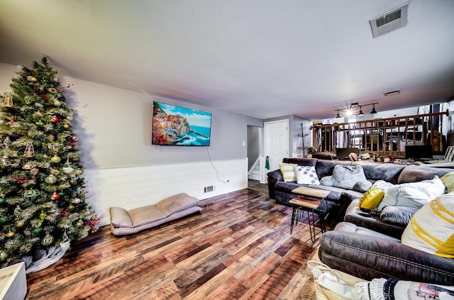 living room with wood-type flooring