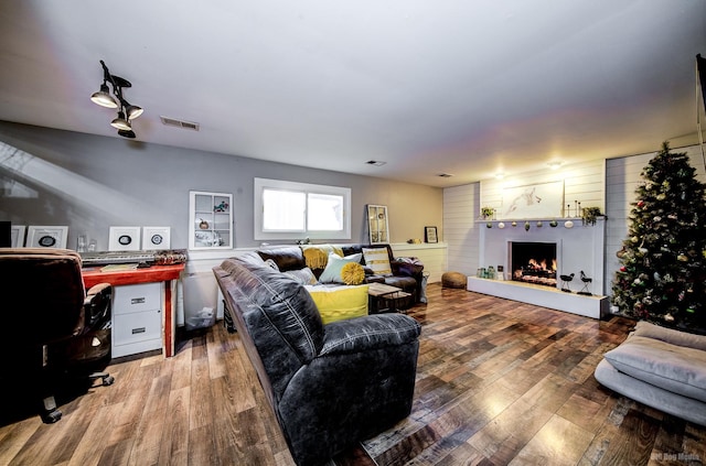 living room with wood-type flooring