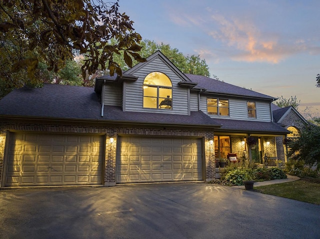 view of front of house with a garage