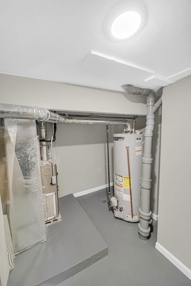 utility room featuring water heater