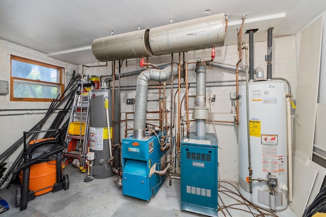 utility room with gas water heater