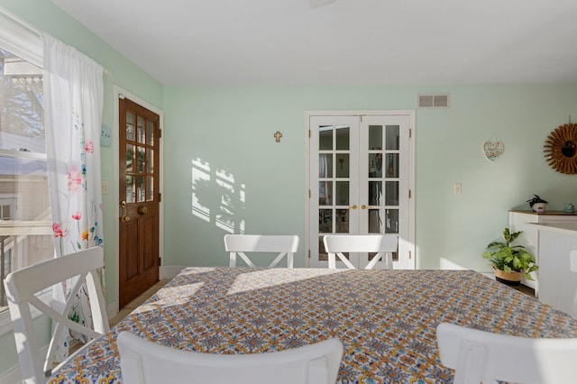 dining area with french doors