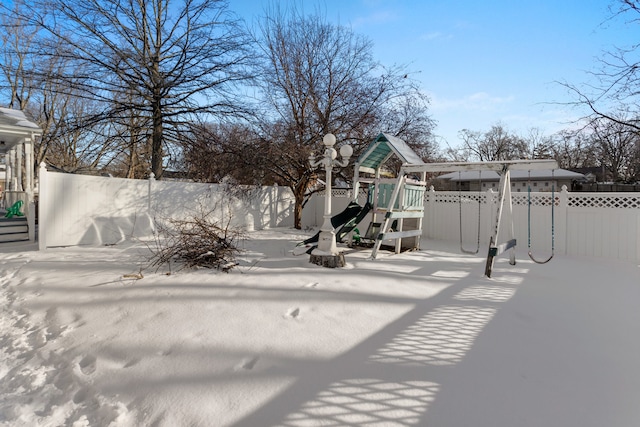 view of yard with a playground