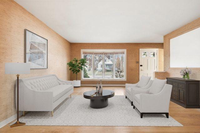 sitting room featuring light wood-type flooring