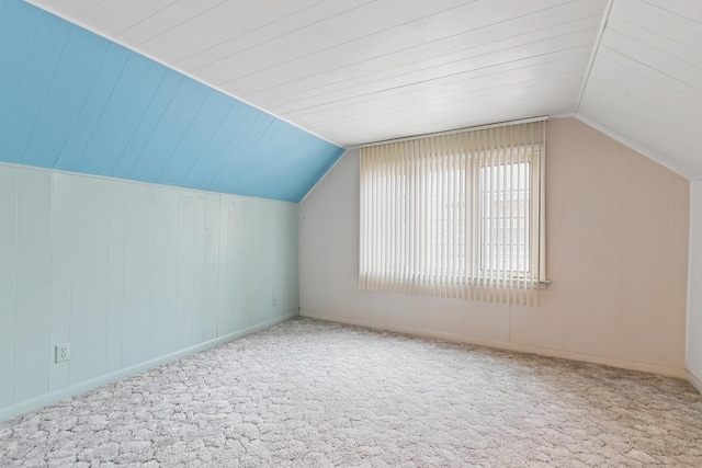 additional living space featuring carpet floors and lofted ceiling