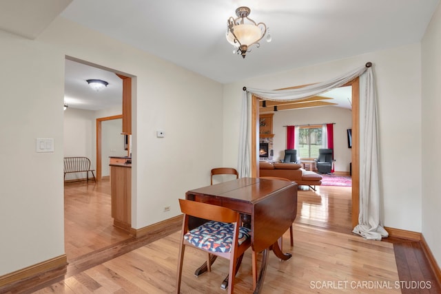 dining room with light hardwood / wood-style flooring