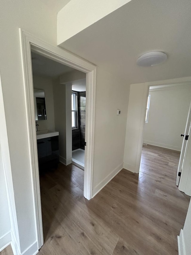 hall featuring light hardwood / wood-style flooring