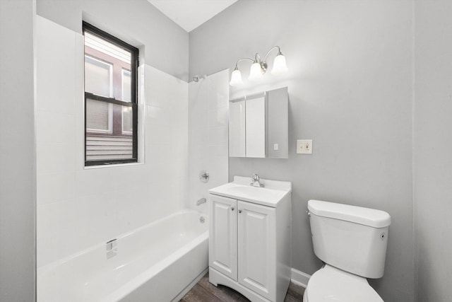 full bathroom with vanity, toilet, and shower / bath combination