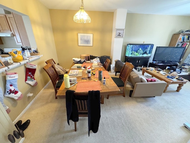 view of carpeted dining room