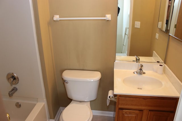 full bathroom featuring vanity, toilet, and shower / bath combination