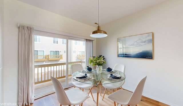 dining area featuring light hardwood / wood-style floors