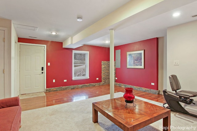 living room with hardwood / wood-style floors