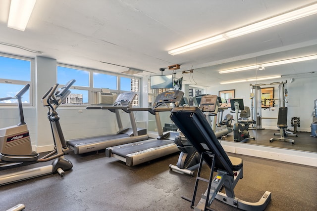 exercise room with plenty of natural light