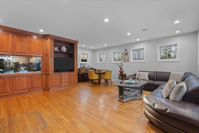 living room with light wood-type flooring