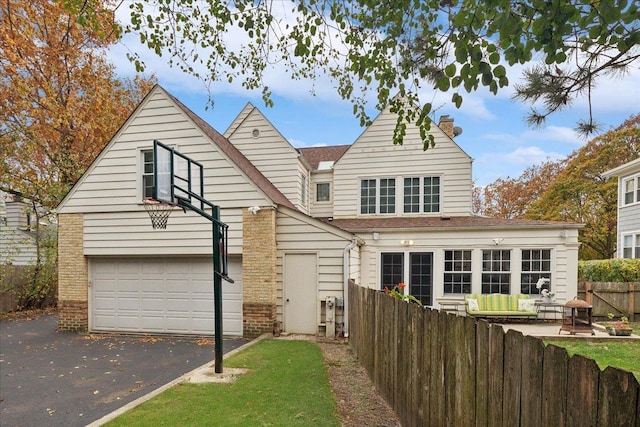 exterior space with a garage