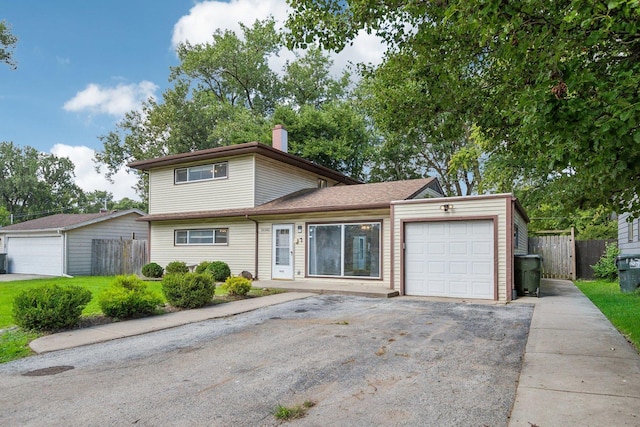 view of front property with a garage