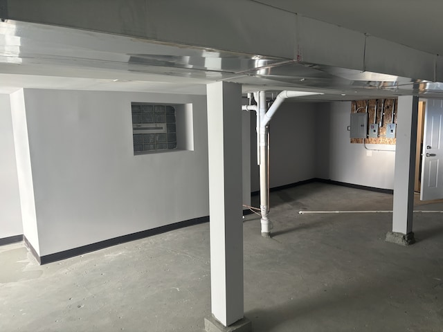 basement with electric panel