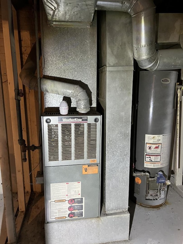 utility room with gas water heater