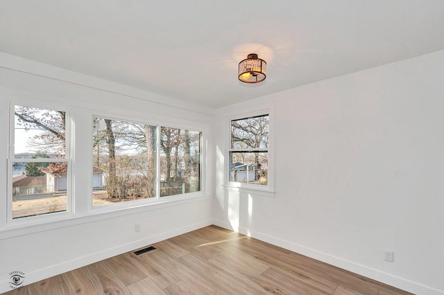 unfurnished room featuring light wood-type flooring