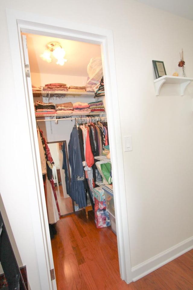 spacious closet featuring hardwood / wood-style floors