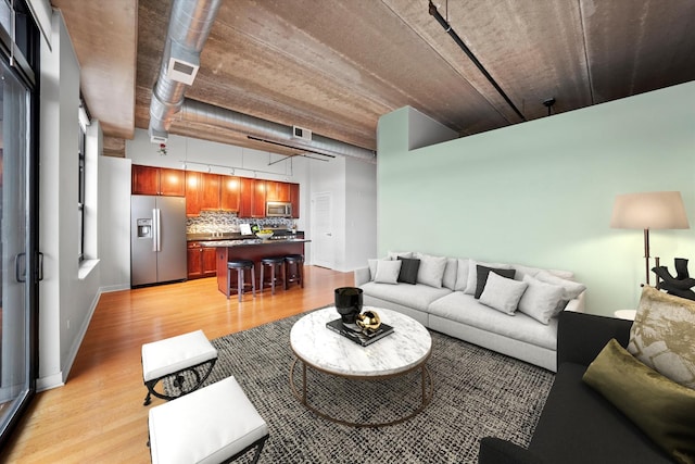 living room featuring light hardwood / wood-style flooring