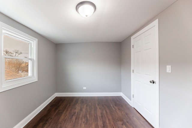 empty room with dark wood-type flooring