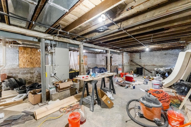 basement with heating unit