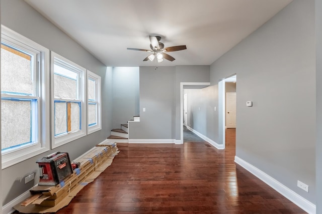 interior space with dark hardwood / wood-style flooring