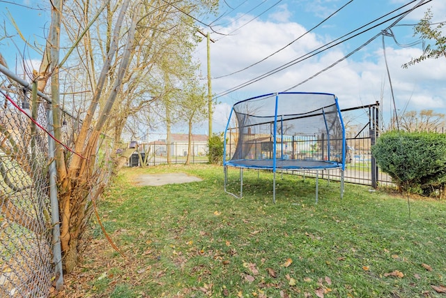 view of yard featuring a trampoline