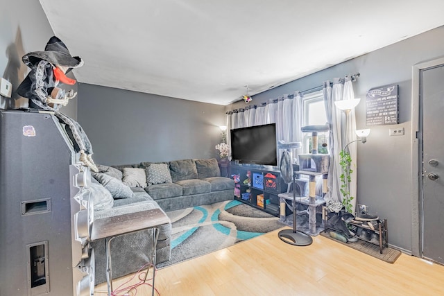 living room with hardwood / wood-style flooring