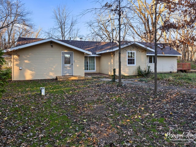 view of single story home