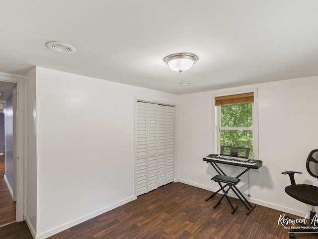 interior space featuring dark wood-type flooring