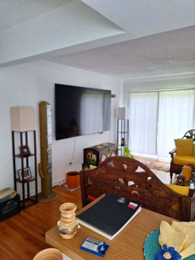 living room with hardwood / wood-style floors