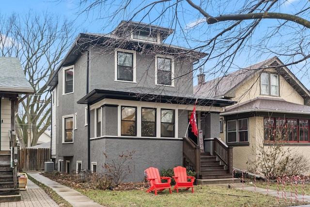 view of front of house featuring central AC